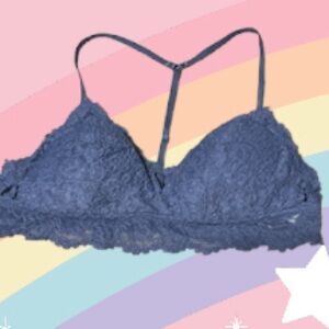 🌺 Aerie Blue Lace Lightly Padded Racerback Bralette Women’s Size M